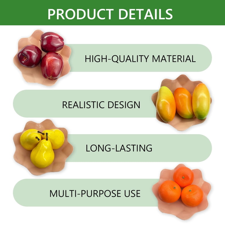 Tripumer, 14 Pcs Plastic Artificial Fruits Set, Realistic Fake