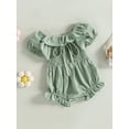 thumbnail image 3 of Bagilaanoe Newborn Baby Girl Summer Jumpsuit Shorts Print Short Sleeve Ruffle Bodysuit 3M 6M 12M 18M Infant Casual One Piece Romper, 3 of 8
