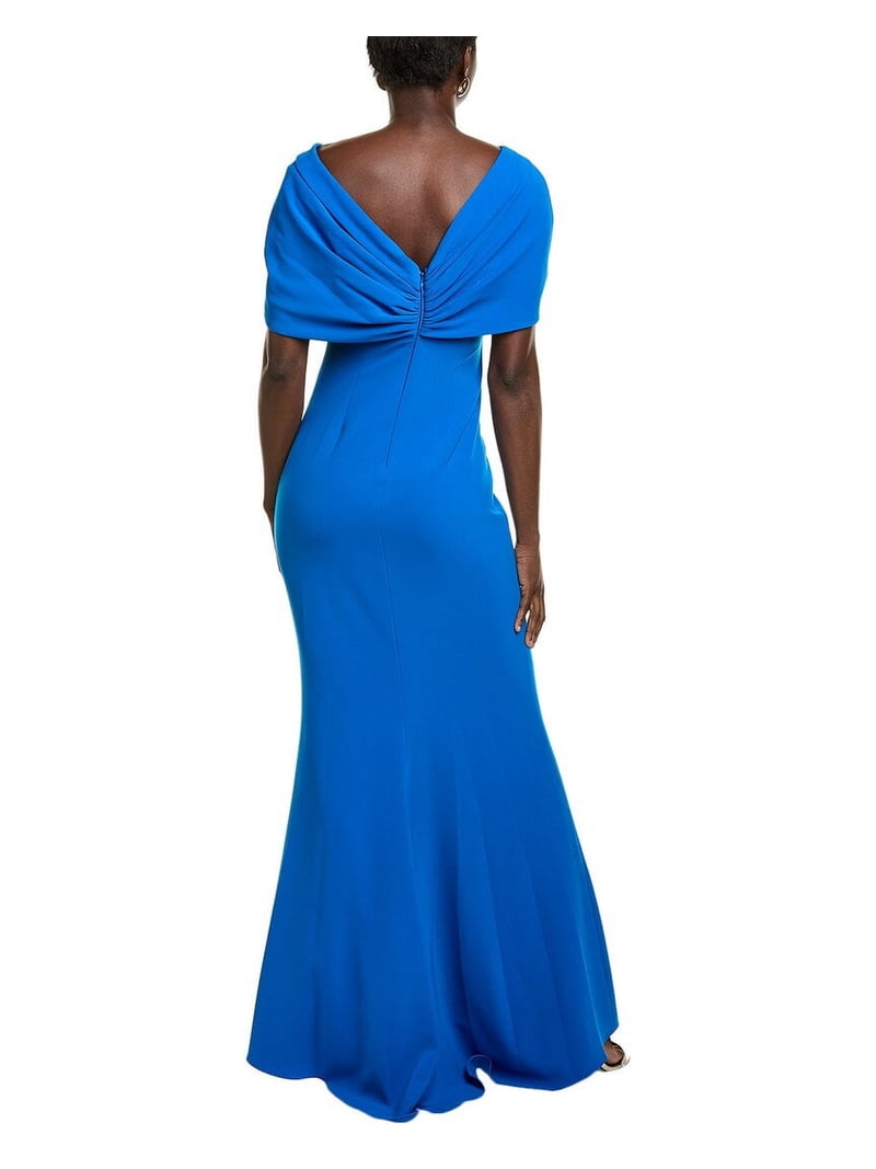 Badgley Mischka womens Twist Drape Gown, 0, Blue