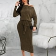 thumbnail image 3 of Pompotops Robe Décontractée de Mode pour Femme, Chandail à Manches Longues, Col en V, Aguichant, Épaules Dénudées, 3 of 5
