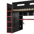 thumbnail image 5 of Mirightone Gaming Loft Bed with Desk ,Wardrobe, Ample Storage Space, and RGB LED Light, Full Size Wood Loft Bed Frame with Storage Shelve for Teens.(Red), 5 of 8
