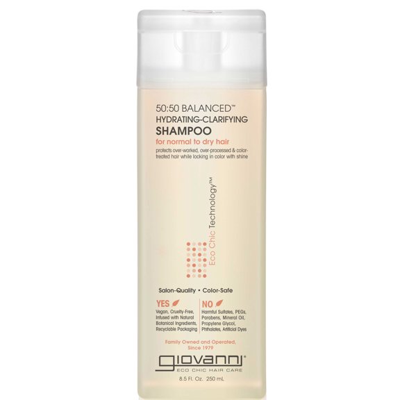 Giovanni 50:50 Balanced Hydrating Clarifying Shampoo - 8.5oz - Pack of 1 with Sleek Comb