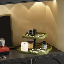 Entryway Key Rack Decorative Tray, 10x10x8.3 Inch 2 Tier Lightweight Plastic Flower Shaped No-Tool Mount Display Tray Gift for New Home & Dorm Housewarming Living Room