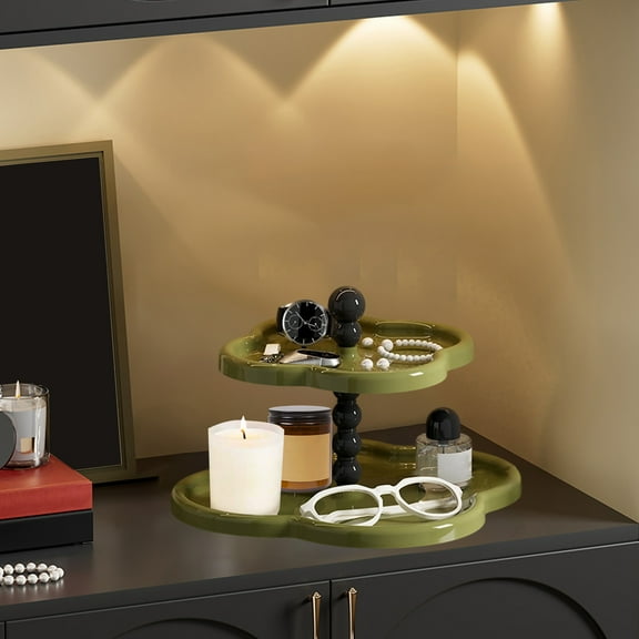 Entryway Key Rack Decorative Tray, 10x10x8.3 Inch 2 Tier Lightweight Plastic Flower Shaped No-Tool Mount Display Tray Gift for New Home & Dorm Housewarming Living Room