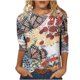 thumbnail image 1 of Tops Para Mujer Salir Tops Moda Casual Impreso Camiseta Suelta Media Manga 3/4 Blusa Cuello Redondo Odeerbi ODB148177, 1 of 5