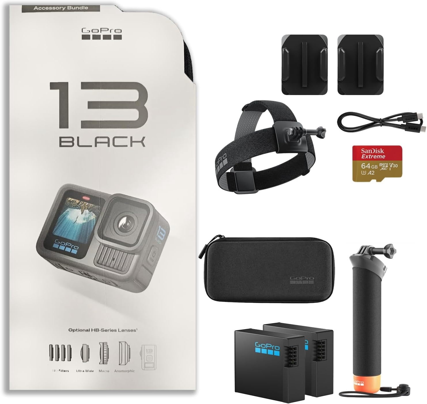GoPro HERO9 Black Waterproof Action Camera Bundle with 64GB Card