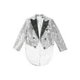 thumbnail image 3 of HULIJA Kids Boys Classic Tuxedo Sequined Blazer Tailcoat Swallowtail Suit Jacket Open Front Wedding Silver 6, 3 of 6