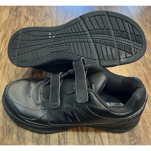 New Balance 577 Shoes Mens 10D Black Hook & Loop MW577VK Walking Strike Path