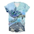 thumbnail image 2 of DDAPJ pyju Novelty Graphic Tees for Women Sea Turtle Print Short Sleeve V Neck T-shirts Summer Casual Beach Vacation Tee Tops Light Blue S, 2 of 6
