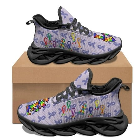 

Autism Awareness Patterns Colorful Puzzle Print Sneakers for Women Summer Fall Outdoor Sports Running Shoes Breathable ers