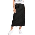 thumbnail image 2 of Love Tree Women's Juniors Light Nylon Parachute Skater Cargo Skirt (Black, Medium), 2 of 4