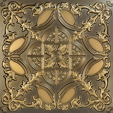 Golden Prague 2 ft. x 2 ft. PVC Glue-up Ceiling Tile in Antique