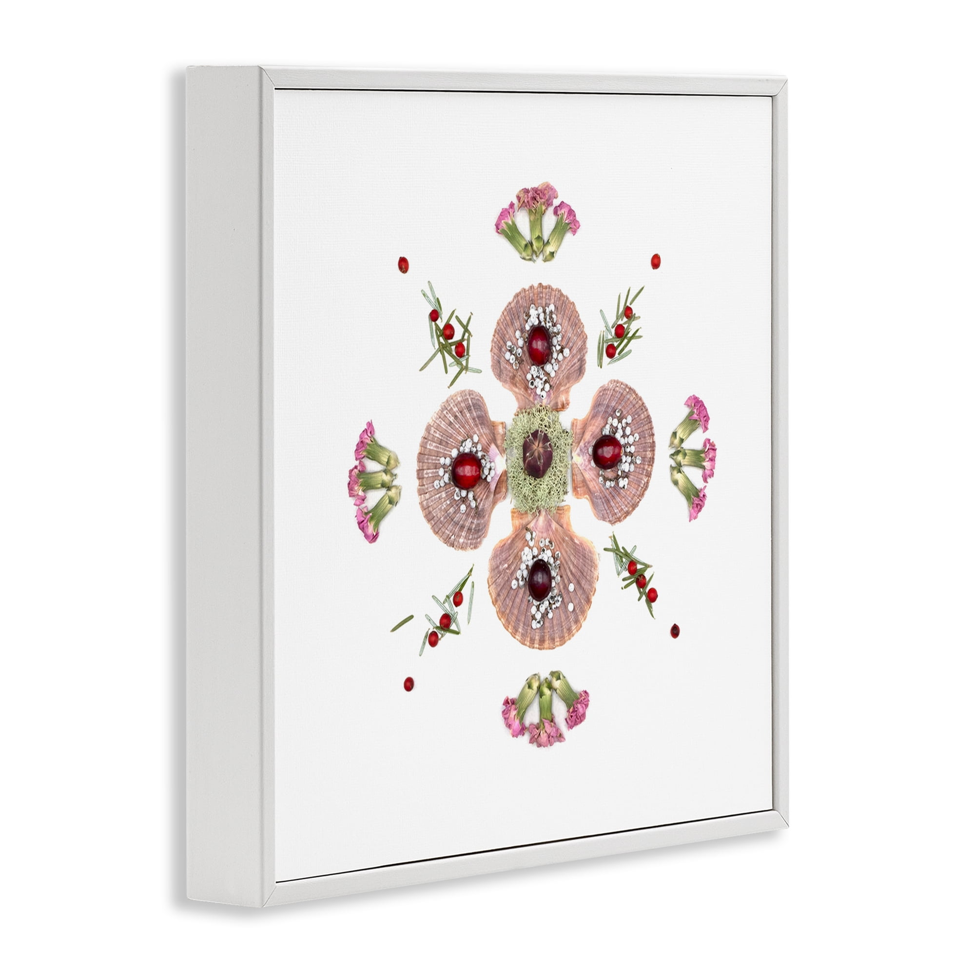 Stupell Industries Clam Shells & Botanicals Pattern White Framed Giclee Art, design by Beth Adoette