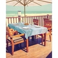 thumbnail image 2 of Blue Red Coastal Outdoor Tablecloth - 60x102 Inch Rectangle Waterproof Dining Table Cover, Nautical Summer Beach Coral Sea Turtle Outdoor Table Cloth with Umbrella Hole & Zipper for Patio, 2 of 5