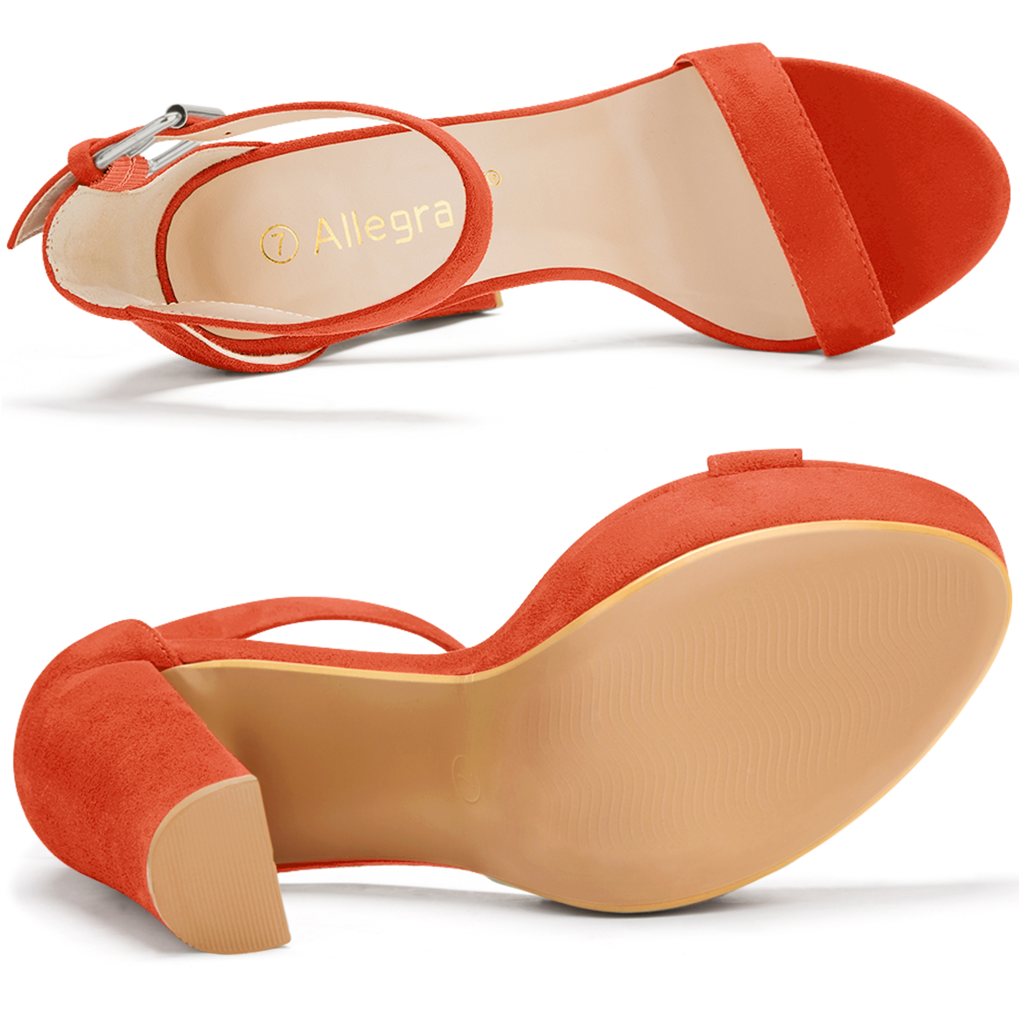 DARING DIVA Women's Platform High Chunky Heel Sandals Orange US 9/UK 7/EU 39