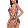 thumbnail image 4 of Sikiie Colorful Bananas Print Women One Piece Swimsuits Tummy Control One Shoulder Bathing Suits Ruffle Swimwear, From S to XXL-XX-Large, 4 of 6