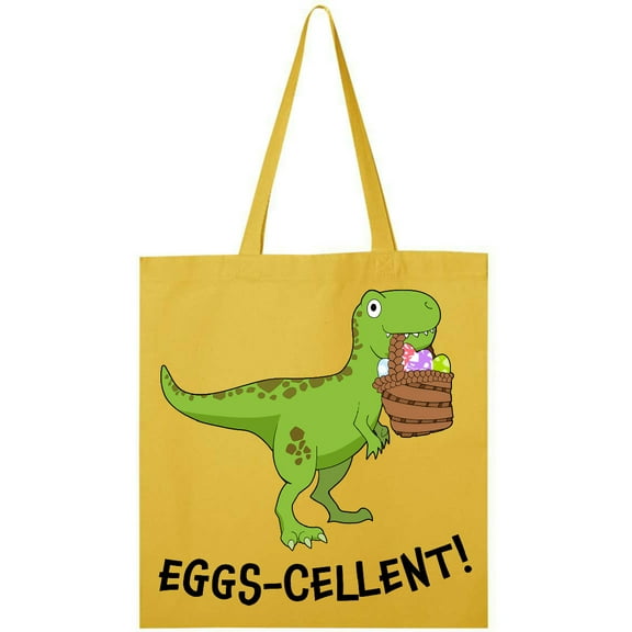 Inktastic Eggs-cellent! Cute Easter T-Rex Dinosaur Tote Bag
