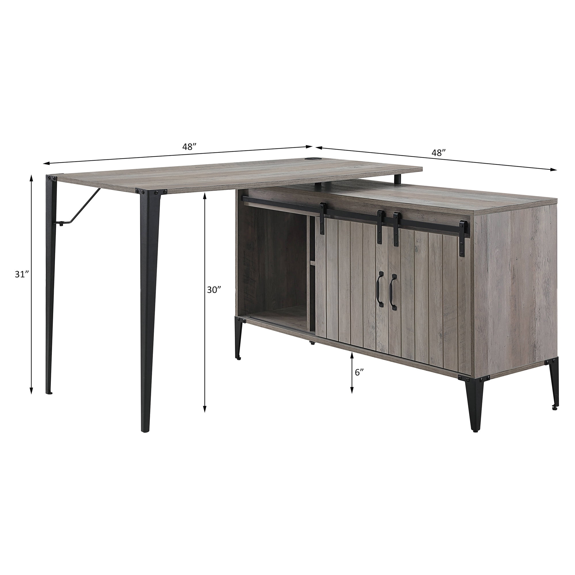 ACME Zakwani Writing Desk in Grey Oak and Black