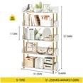thumbnail image 4 of OUTONLIFE 5-Tier Wooden Open Bookcase - Modern Display Bookshelf with Top Edge and Solid Wood Frame for Home and Office, Storage Cabinet, Warm White, 4 of 9