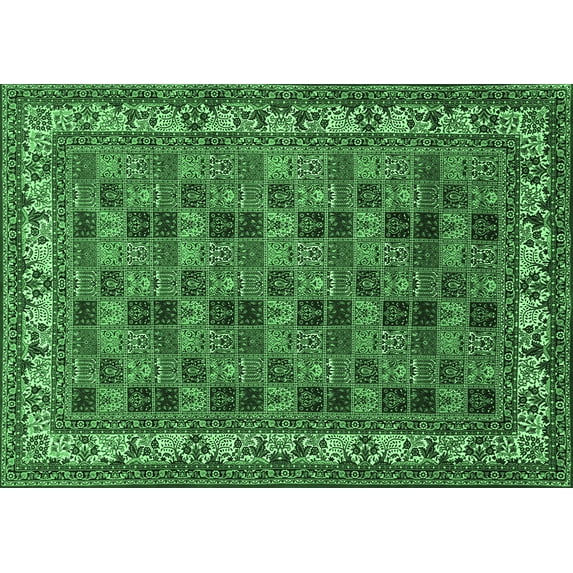 Ahgly Company Indoor Rectangle Persian Emerald Green Traditional Area Rugs, 3' x 5'
