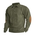 thumbnail image 5 of ZVAVZ Corduroy Polos Shirts for Men Textured Long Sleeve Golf Shirt Business Casual Work Collared Tops Army Green XL, 5 of 7