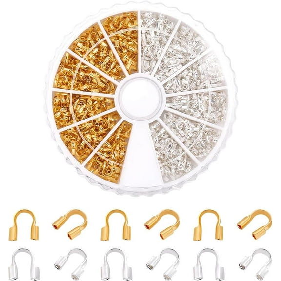 540pcs 6 Colors Brass Wire Guardian Cable Protector U Shape Wire Guard Loops for Jewelry Making