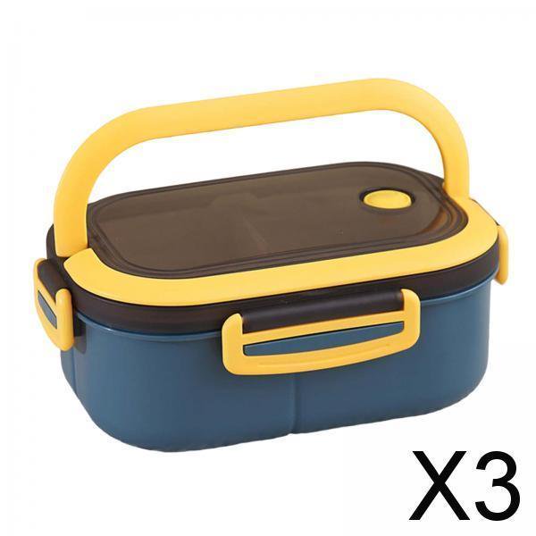 3x Contenedor de Almuerzo de Silicona de 800ml con Asa, de Almacenamiento de Alimentos Fríos O Calientes, Caja Bento para Adultos, Niños, Ho 3 piezas