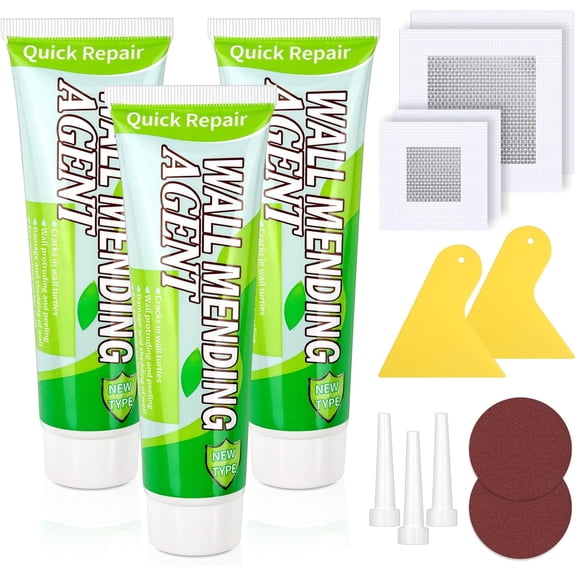 Drywall Repair Kit - Spackle & Patch for Wall Holes, Includes 4 count Drywall Patch, Sandpaper, Scraper