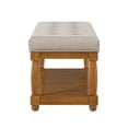 thumbnail image 6 of CQSXDA Upholstered Linen Bench with Storage Shelf, Tufted Ottoman Furniture with Solid Wood Spindle LegsFor Bedroom Entryway Living Room, Linen, 6 of 6