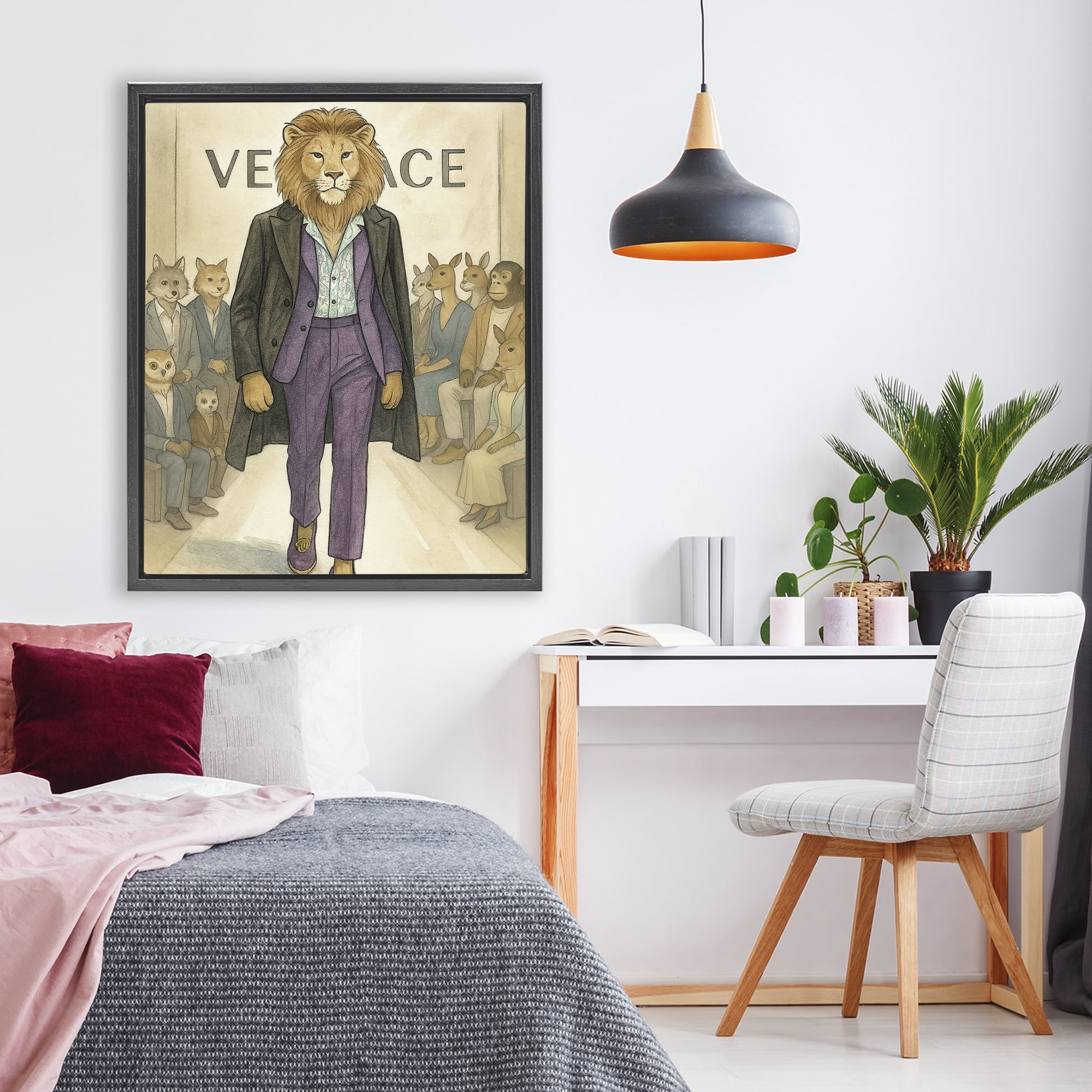Stupell Industries Fashion Runway Lion Black Framed Floater Canvas Wall Art, design by Grotto Studios