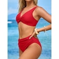thumbnail image 5 of Sociala Women Ruched Two Piece Swimsuit Knot Twist Bikini Set V Cut Bathing Suits 2026 Swimwear, 5 of 7
