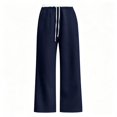 thumbnail image 3 of DLIDG Wide Leg Sweatpants for Women Drawstring High Waisted Sweatpants Plus Size Casual Loose Baggy Pants Comfy Soft Palazzo Pants Fleece Lined Lounge Workout Trousers with Pockets Navy Xl, 3 of 6