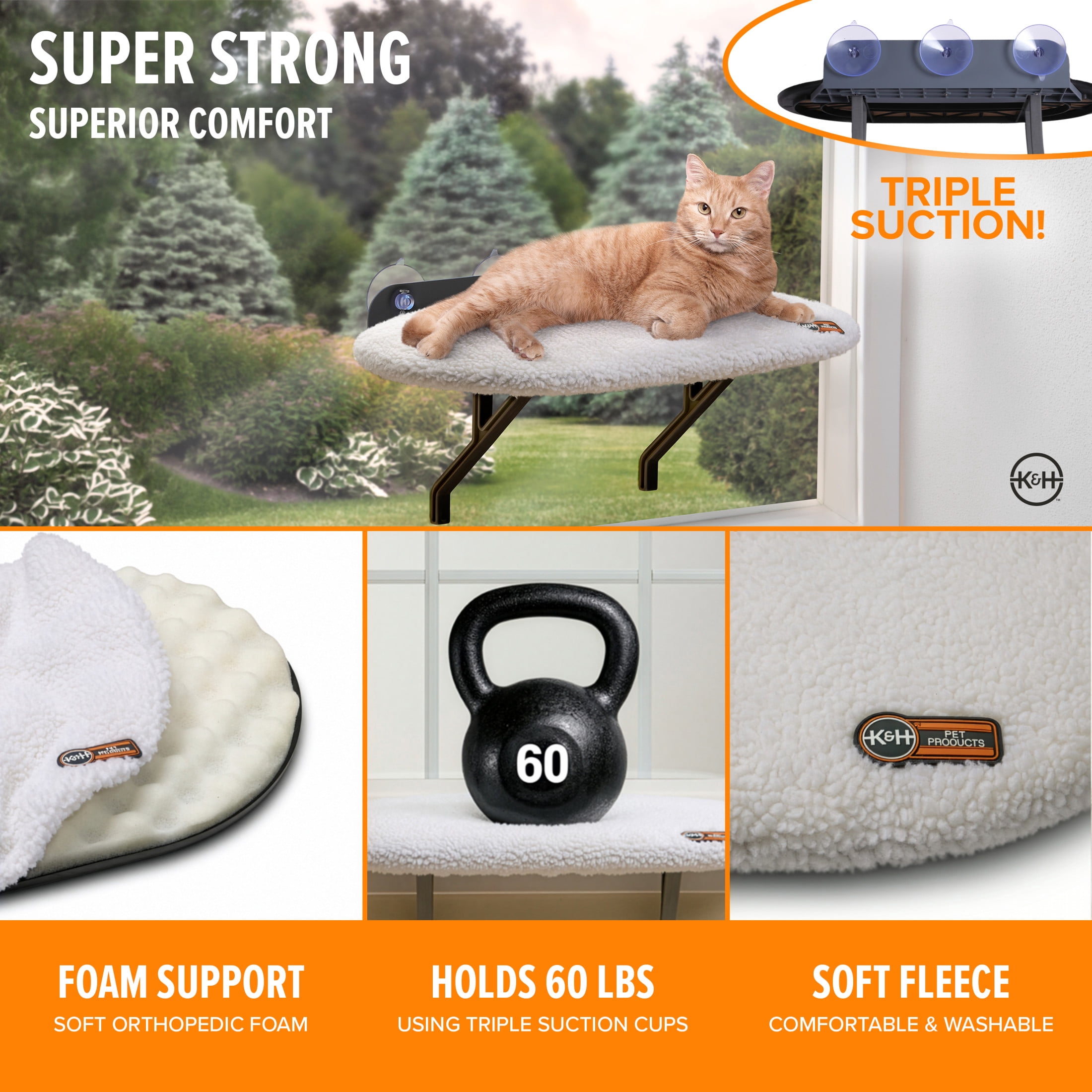 K&H Pet Products Universal Mount Kitty Sill Original Fleece 24 X 14 Inches