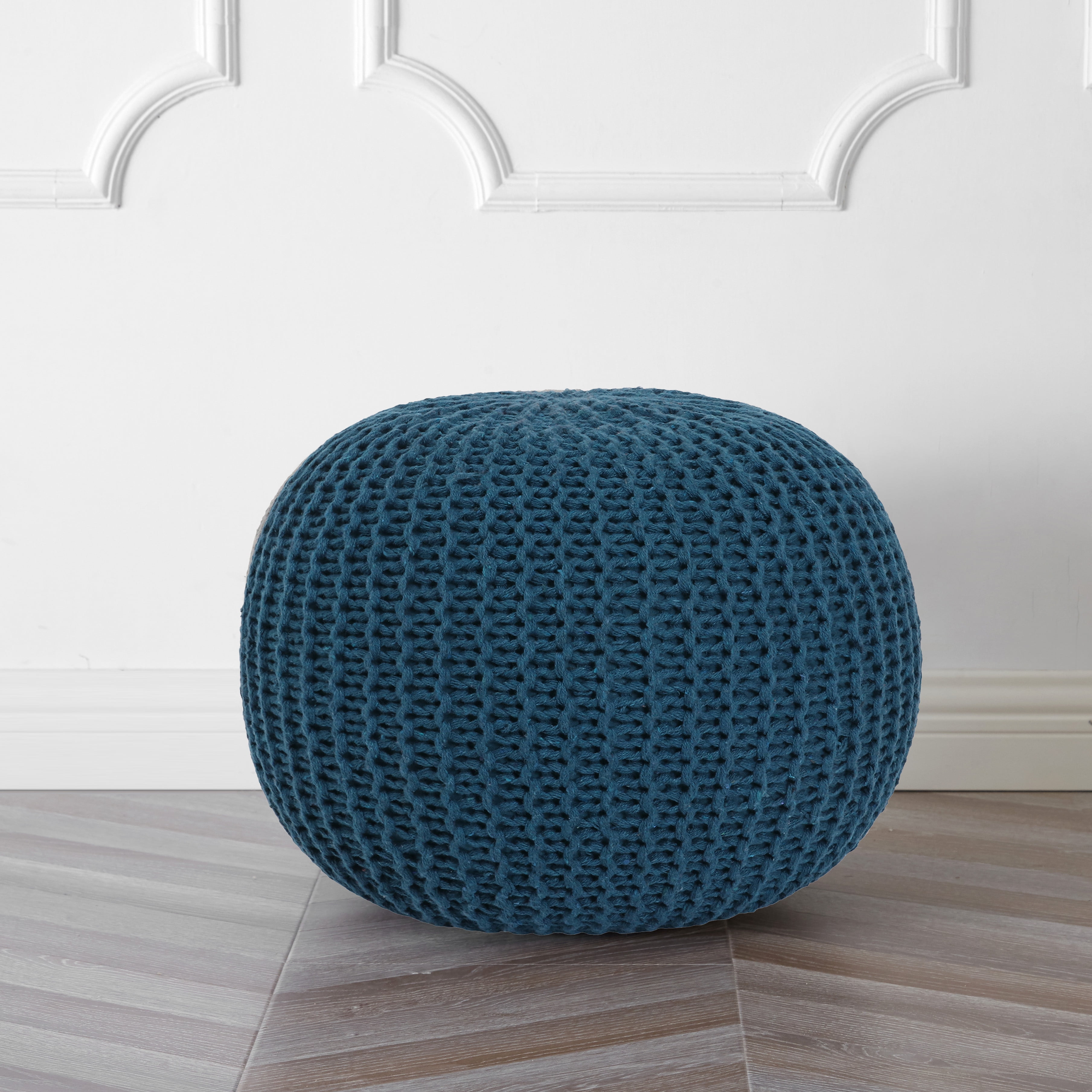 Urban Shop Round Knit Pouf Black Walmart Com Walmart Com