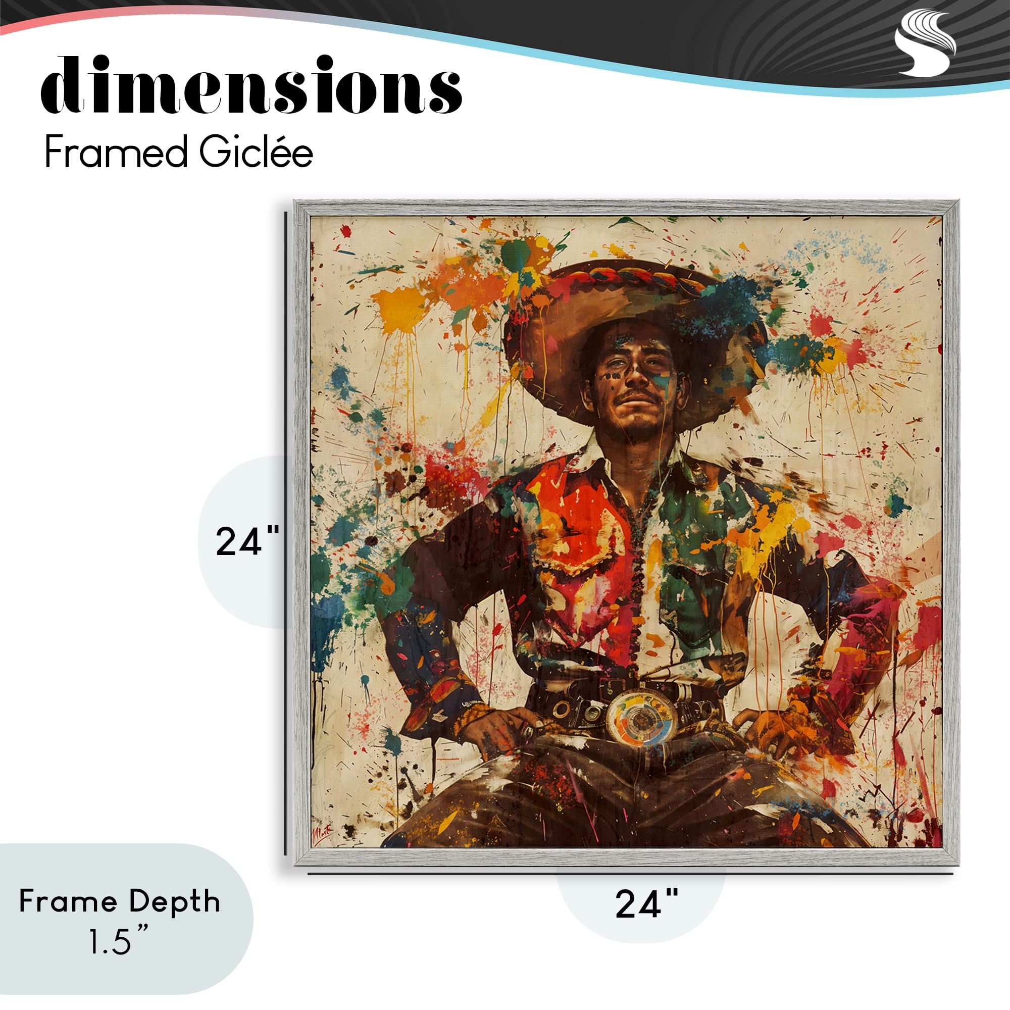 Stupell Industries El Mexicano with Paint Splatters Gray Framed Giclee Art, design by Marta Wiley