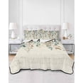 thumbnail image 3 of Green Brown Botanical Summer Quilt Set Twin Size,Soft Quilted Bedding Set with 2 Pillow Shams,Farmhouse Eucalyptus Leaves Rustic Lightweight All Season Bedspread Coverlet for Bedroom 68"x86", 3 of 6