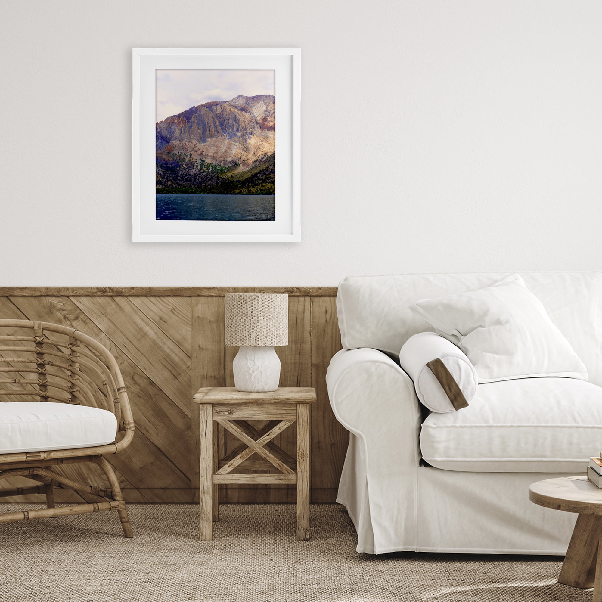 Stupell Industries Serene Lake Beneath Mountains White Framed Print Under Glass, design by Gemma Bardot