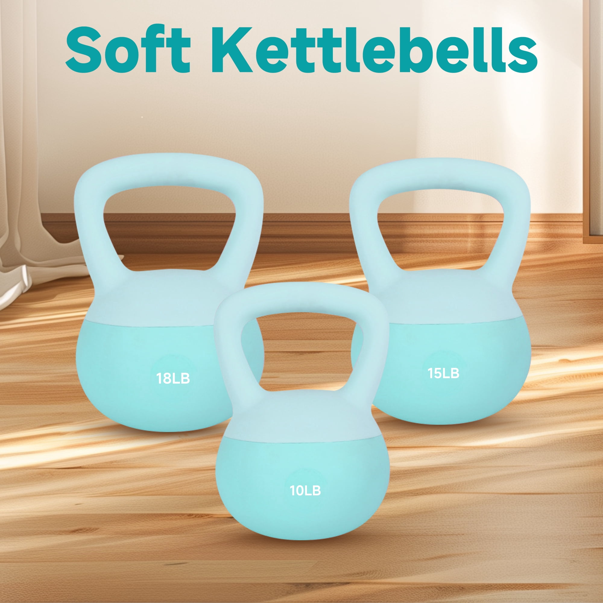 Leikefitness Soft Kettlebells, Steel Shot Filled Weights for Women and Men, Color Coded Anti Slip Soft Kettlebells, Home workout