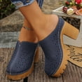 thumbnail image 2 of Rokment Platform Chunky Block High Heel Clogs Mules Sandals for Women Ladies 2026 Spring Summer Fashion Leather Closed Toe Dress Pumps Heeled Backless Slip on Slides Navy Size 7, 2 of 6
