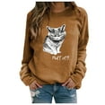 thumbnail image 2 of Hauts de Sortie Mode Décontractée pour Femmes Imprimé Chat Manches Longues Col Rond Décontracté Ample T-Shirts en Liquidation, 2 of 3