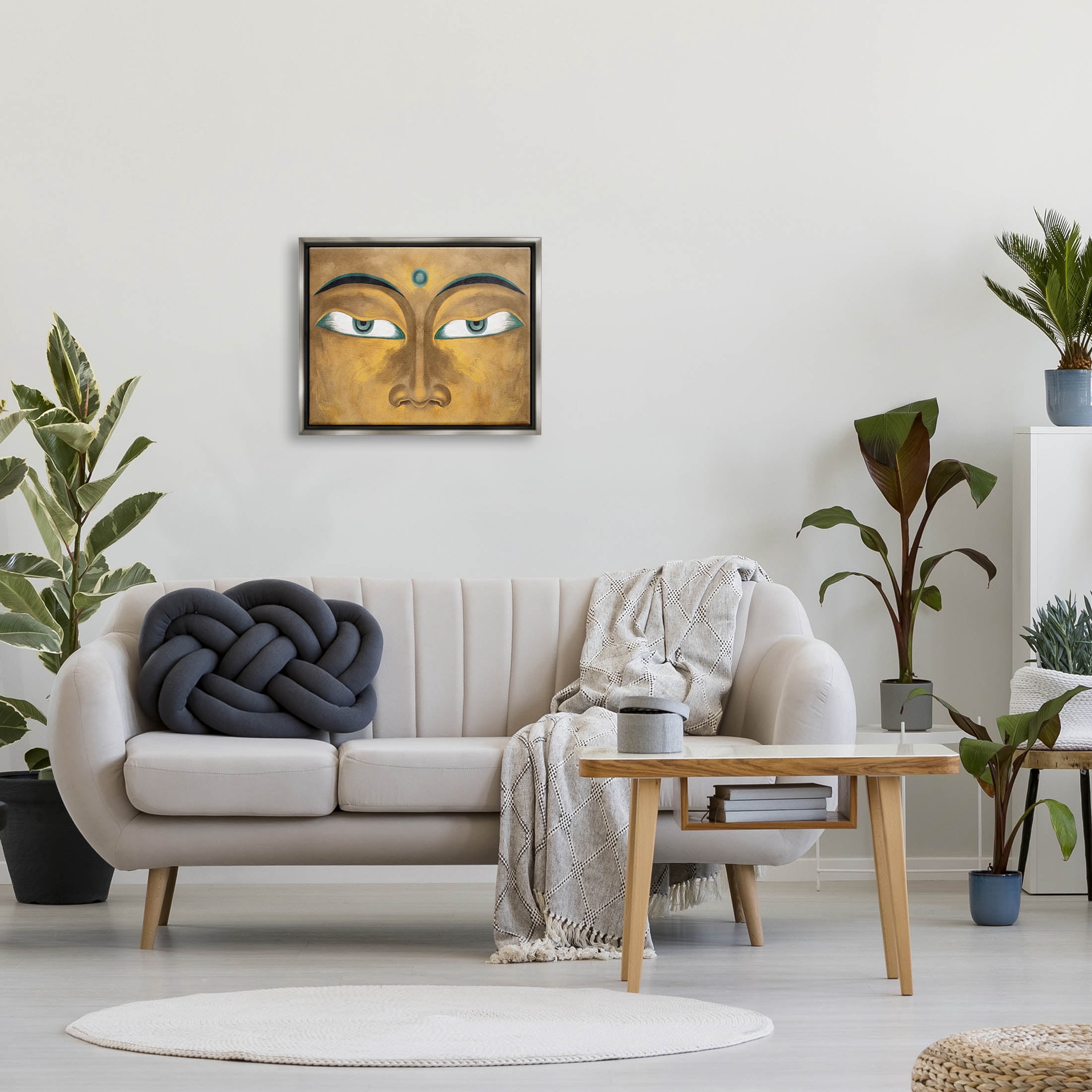 Stupell Industries Indian Bindi Close Up Portrait Graphic Art Luster Gray Floating Framed Canvas Print Wall Art, Design by Lil' Rue