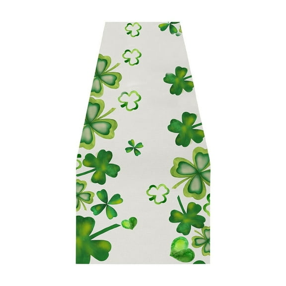 MXTPOV St.Patrick's Day Table Runner, Watercolor Clover Table Runners, Seasonal Spring Table Decor for Party Home Decor, St Patricks Day Decorations, 13x72 Inch