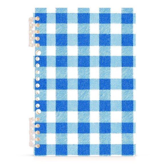 Haosy Blue Gingham Checker Pattern Notebooks 1-subject Journal 60 Sheets A5 College Ruled Paper Detachable Ring 8.3"x5.7"