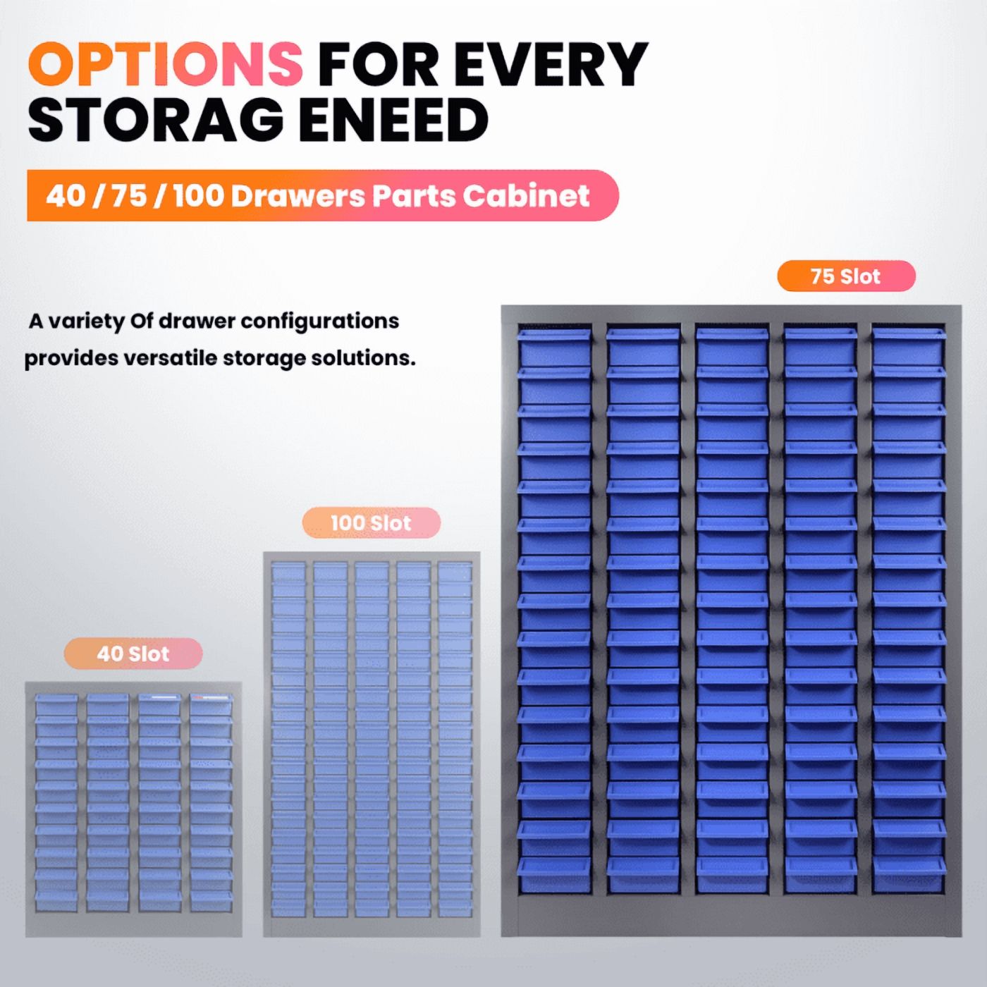 75 Drawer Parts Storage Cabinet, Bolt and Nut Tool Storage Cabinet, 34.5lbs Easy to Use Drawers, Small Parts Storage Organizer Parts Cabinet, for Factory, Office