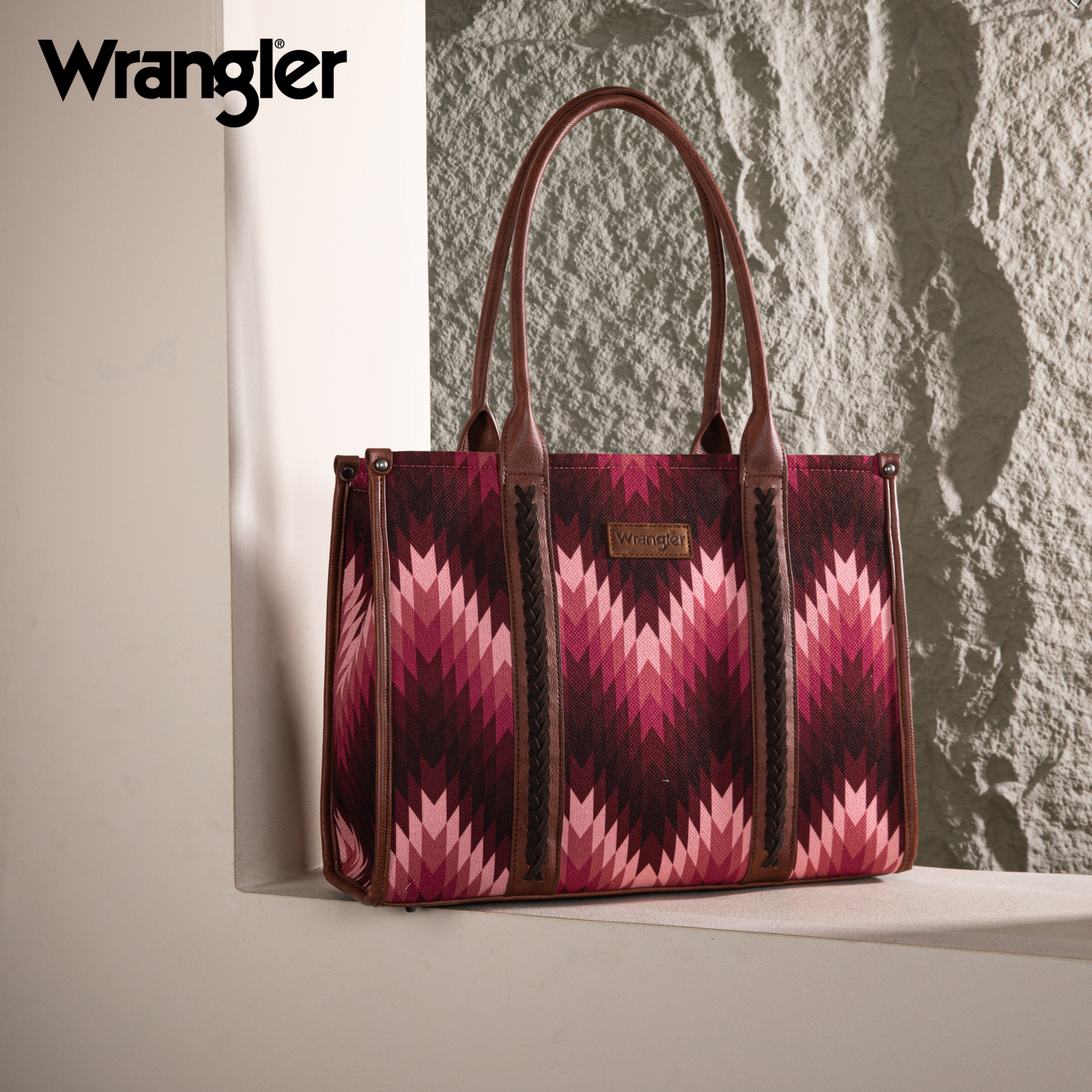Wrangler Aztec Tote Bag for Women Western Top Handle Handbags and Purses, Pink