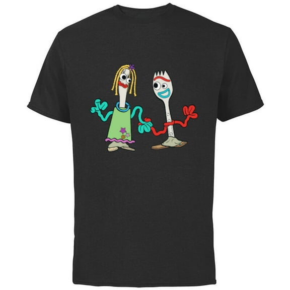 Disney and Pixar’s Forky and Karen - Short Sleeve Cotton T-Shirt for Adults - Customized-Black