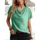 thumbnail image 2 of Mujer Casual Manga Corta Top Moda Cuello Redondo Camiseta Cómoda Elegante Blusa De Manga Corta Verde Claro S, 2 of 6