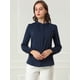thumbnail image 3 of Blusa de Chifón con Cuello Levantado y Volantes de Manga Larga Allegra K para oficina y Trabajo Mujer Azul marino M, 3 of 6