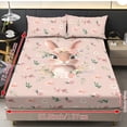 thumbnail image 4 of Xoenoiee Rabbit Bunny Rose Daisy Flower Print 3 Pcs Sheet Set, Soft Comfort Bedding Sets Easter Decor with 1 Fitted Sheet and 2 Pillowcases, Cooling Cozy All-Season Bed Sheets, Twin XL Size, 4 of 7