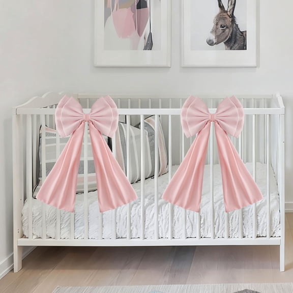 BTIZTLLA 2 Pcs Large pink Bow Decorations Big Satin Bows Hanging Wall Decors for Room Fireplace Coquette Birthday Backdrop Bridal Shower Wedding Bachelorette Christmas Valentine's Day Party Supplies
